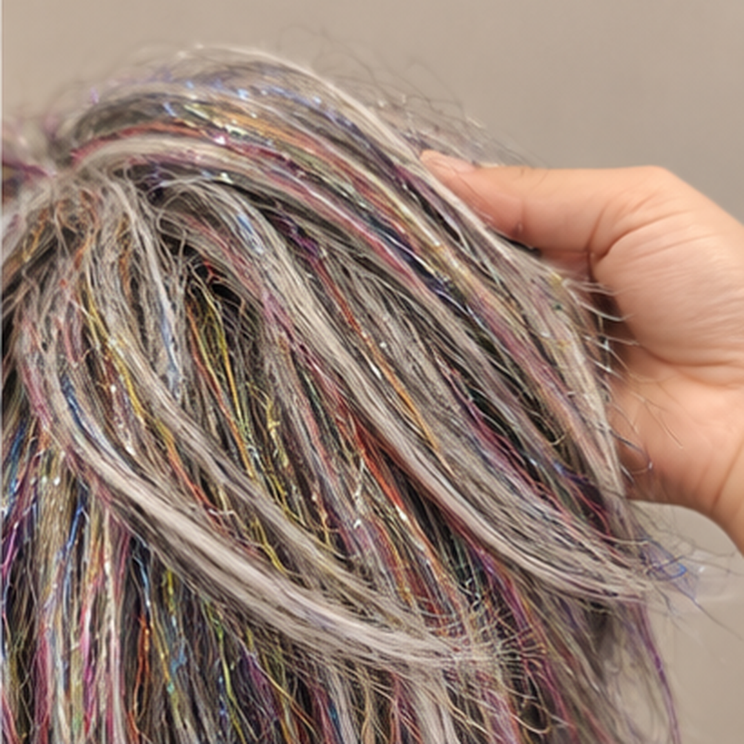Grey & Silver Sparkly Hair Wig for Halloween, Cosplay & Fancy Dress Parties