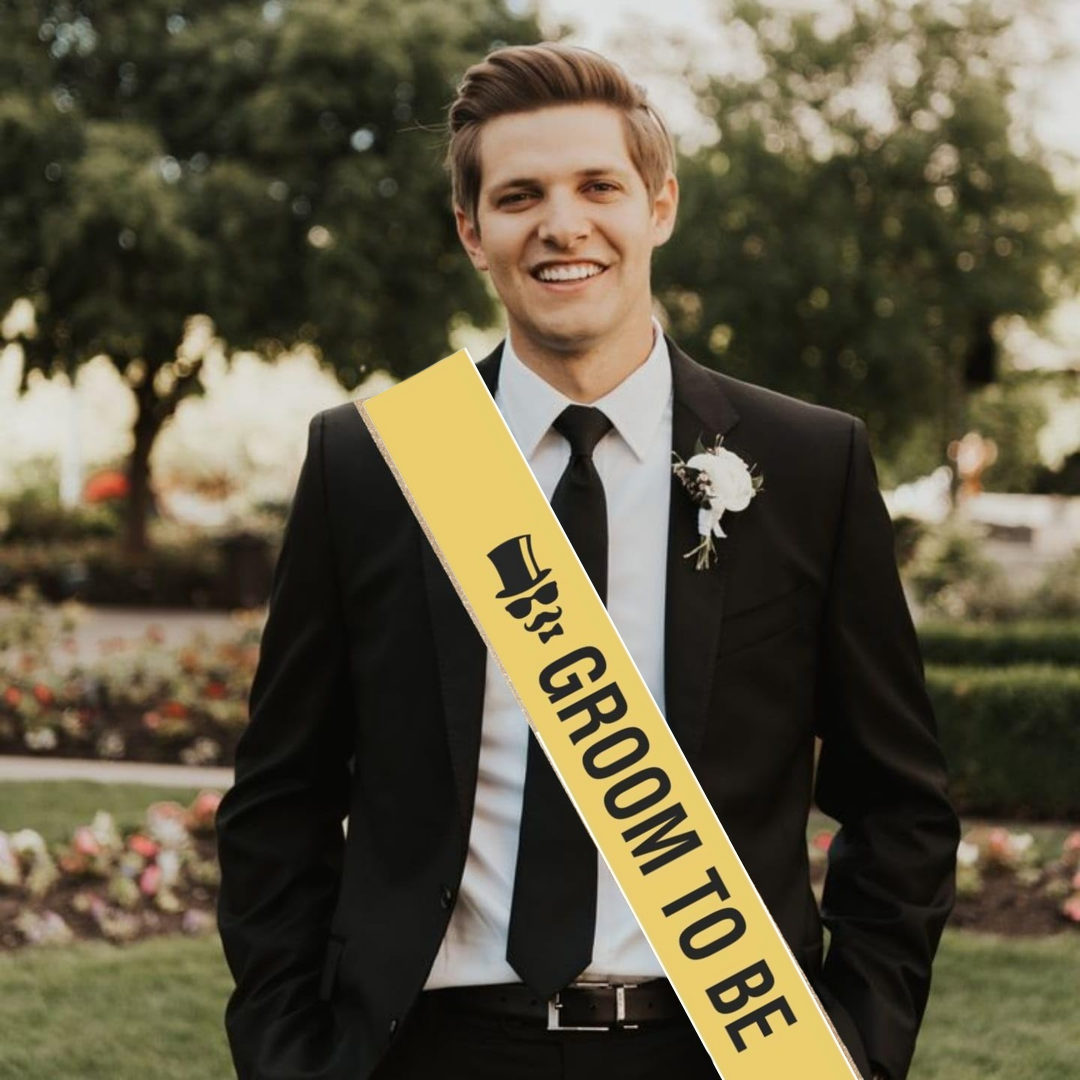 Groom To Be Sash Black & Gold