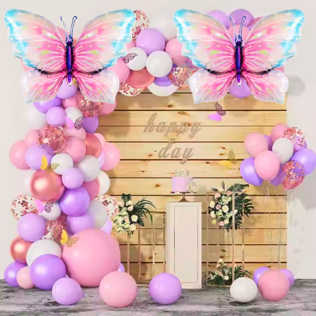 Butterfly Balloons Set Pink & Pruple - 100PC