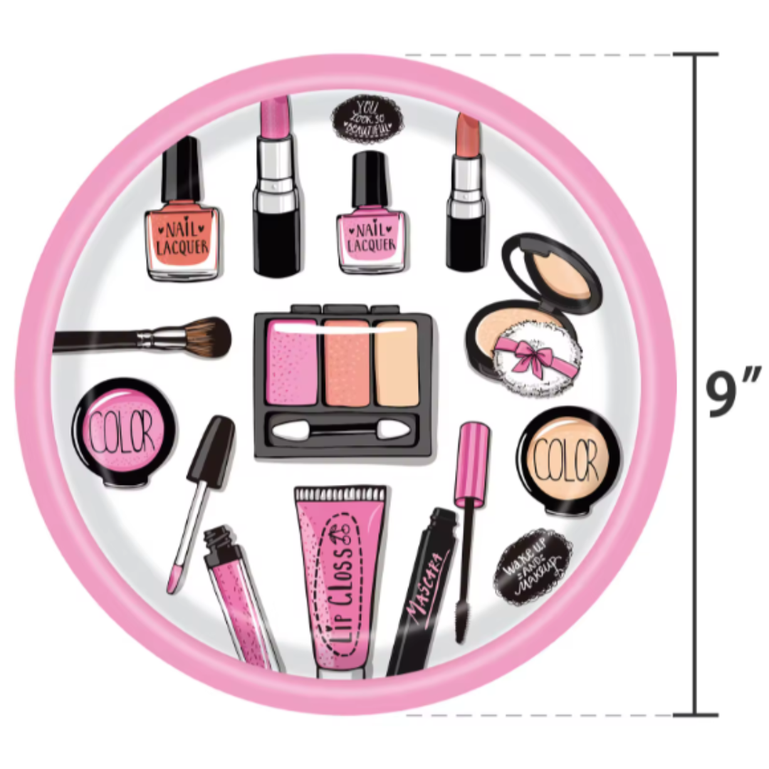9" Glitz and Glam Makeup Party Plates Pack of 8