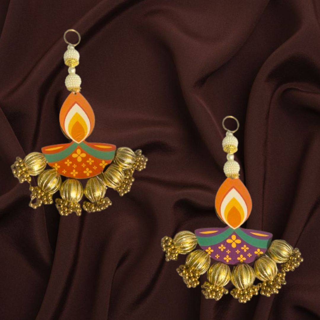 Diya Hangings for Temple Decor, Diwali Decorations - Pack of 2