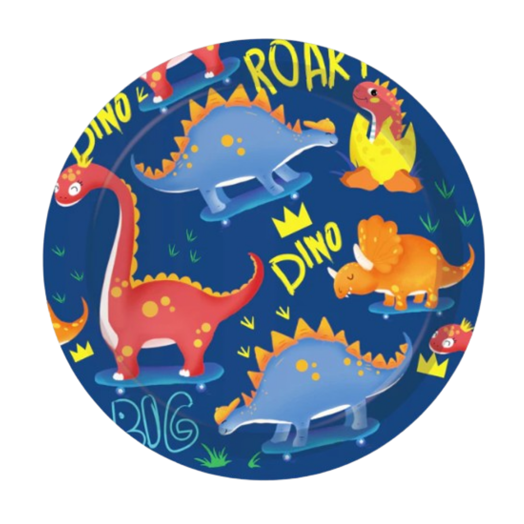 Dinosaur Theme Paper Plates 9"-Pack of 8