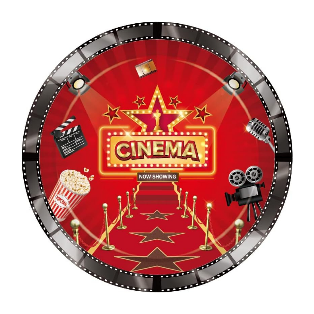 Cinema Theme Paper Plates 9"- Pack of 8, For Movie night