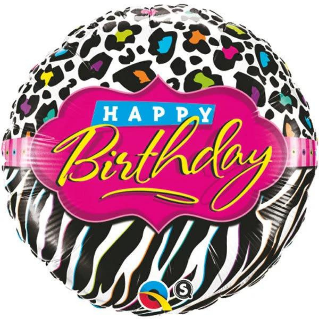 Pink & White Zebra Print Birthday Balloon 18"