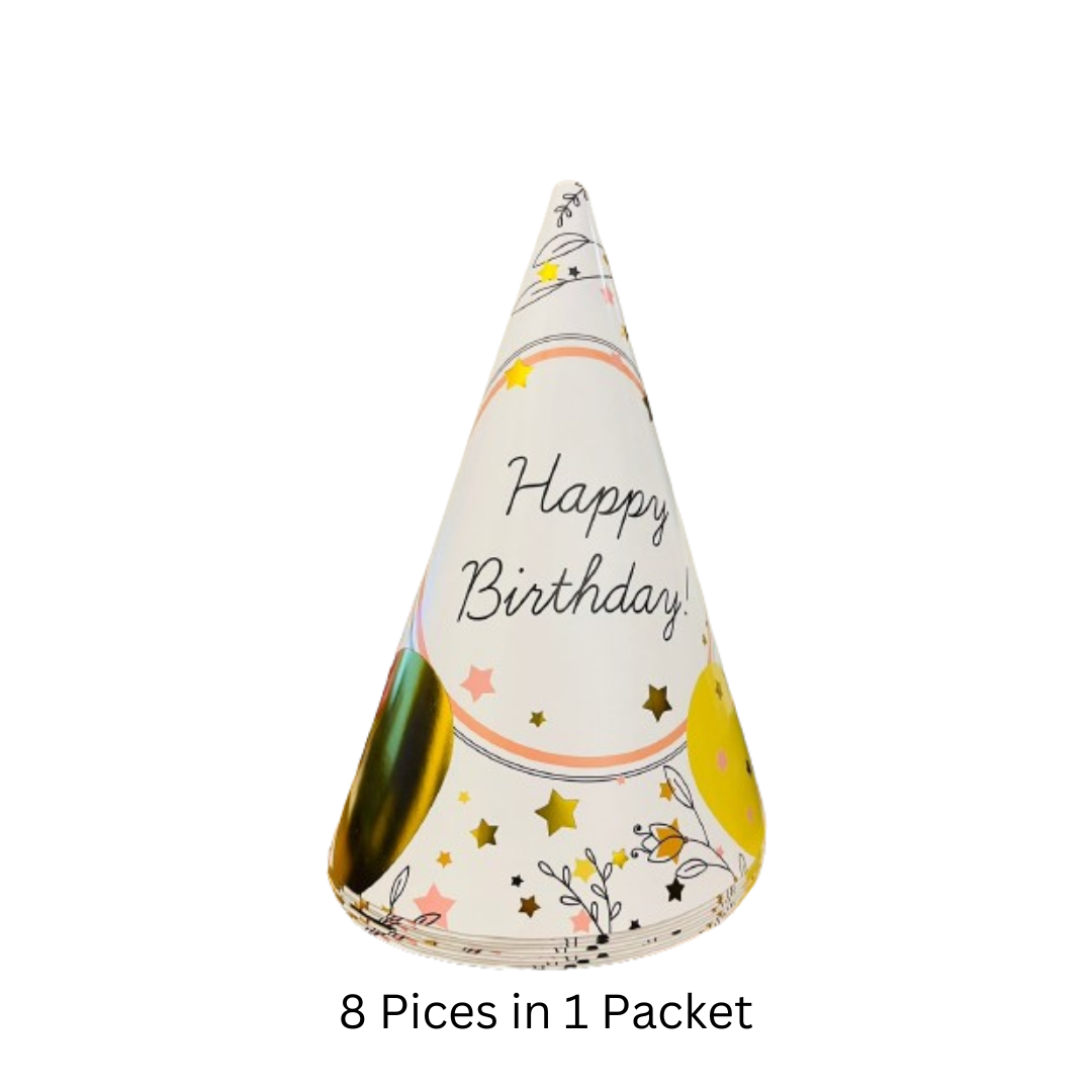 Happy Birthday Celebration Pastel Color Balloon Hats for Party Guests - 8PC