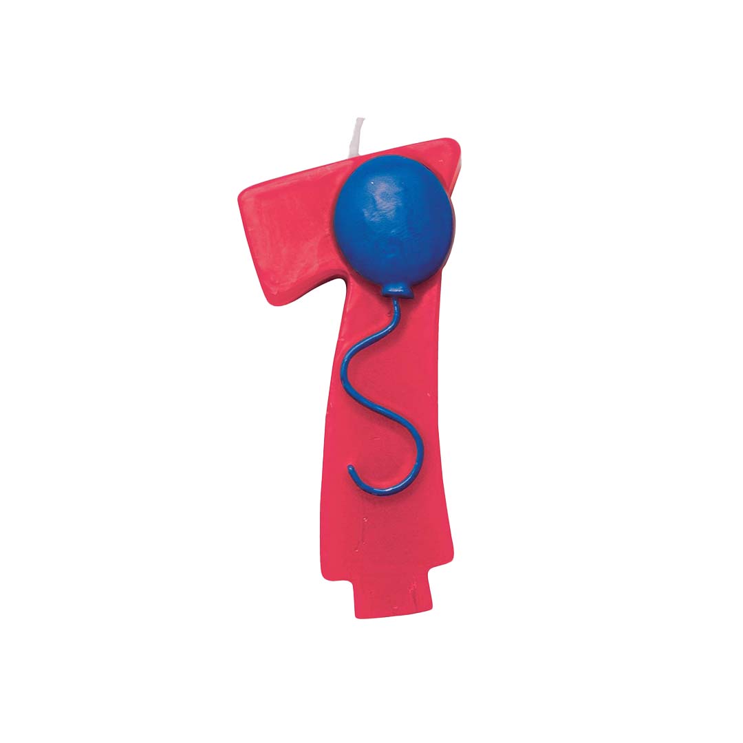Number 7 Red Candle w/ Balloon - 1PC