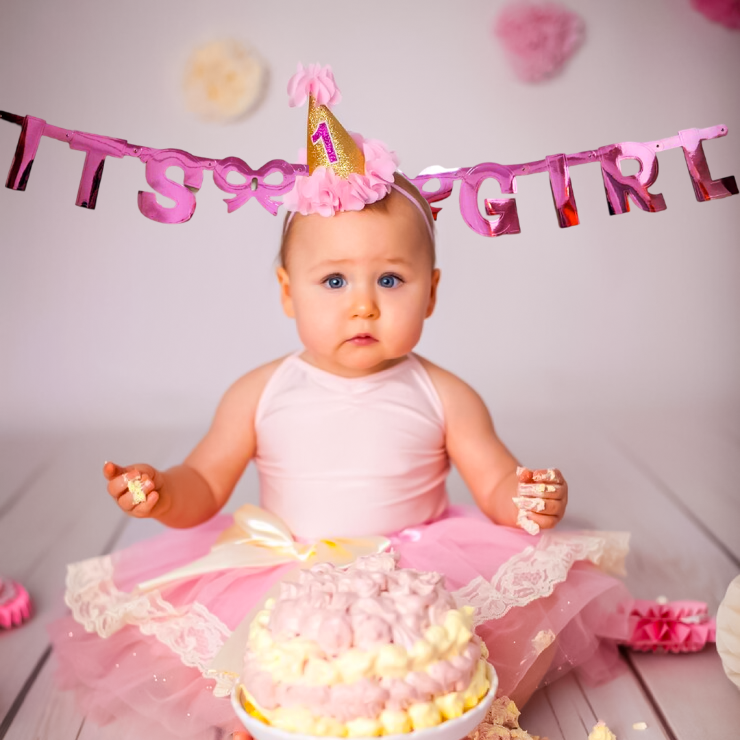 It's A Girl Hot Pink Foil Letter Banner - 1PC