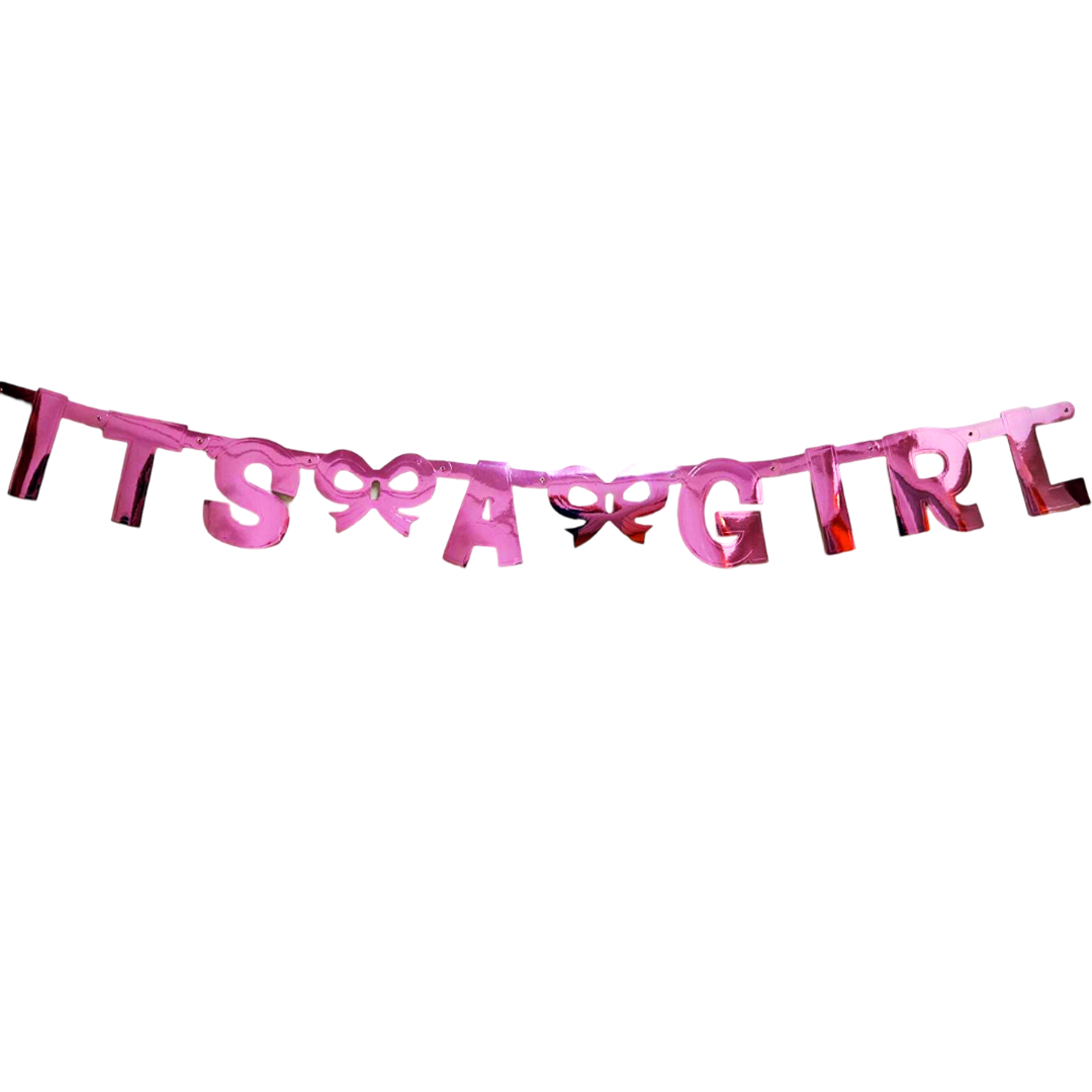 It's A Girl Hot Pink Foil Letter Banner - 1PC
