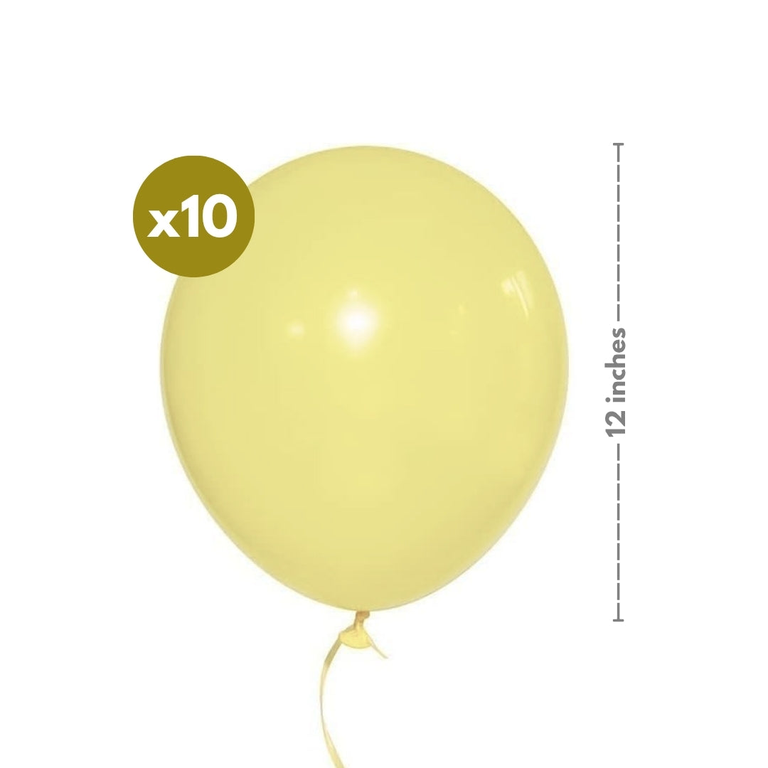 Pastel Macaron Yellow Latex / Rubber Balloon - Helium Quality - 12 inches - 10PC