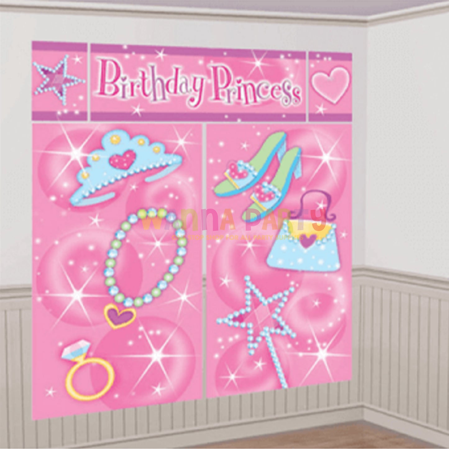 Happy Birthday Princess Scene Setter Set for Wall Decor - 5 PC