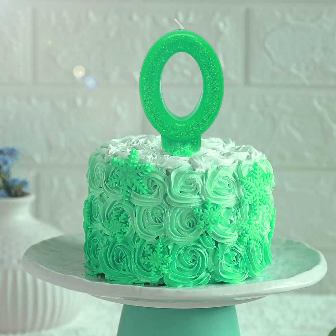 Green Glitter Number 0 Birthday Candle - 1PC