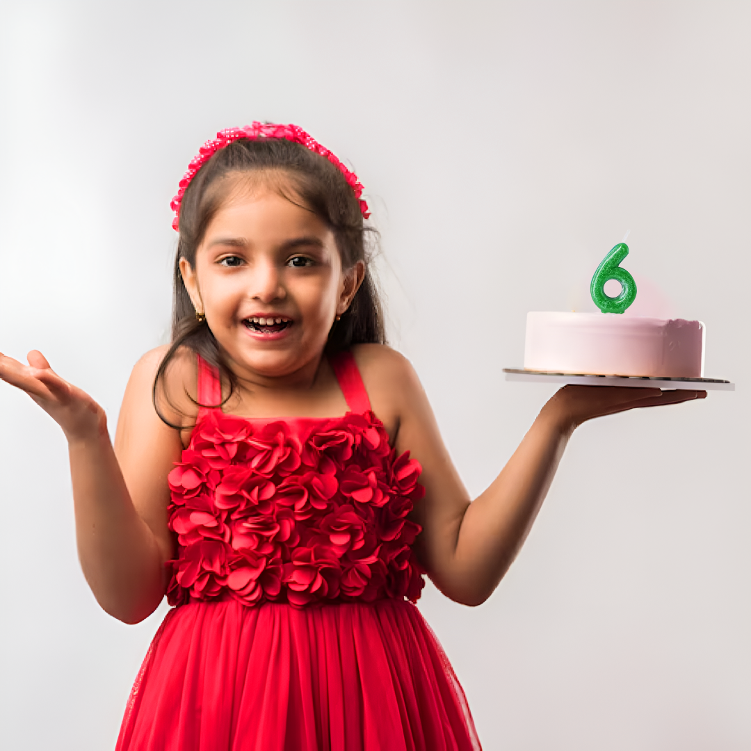 Red Glitter Number 6 Birthday Candle - 1PC