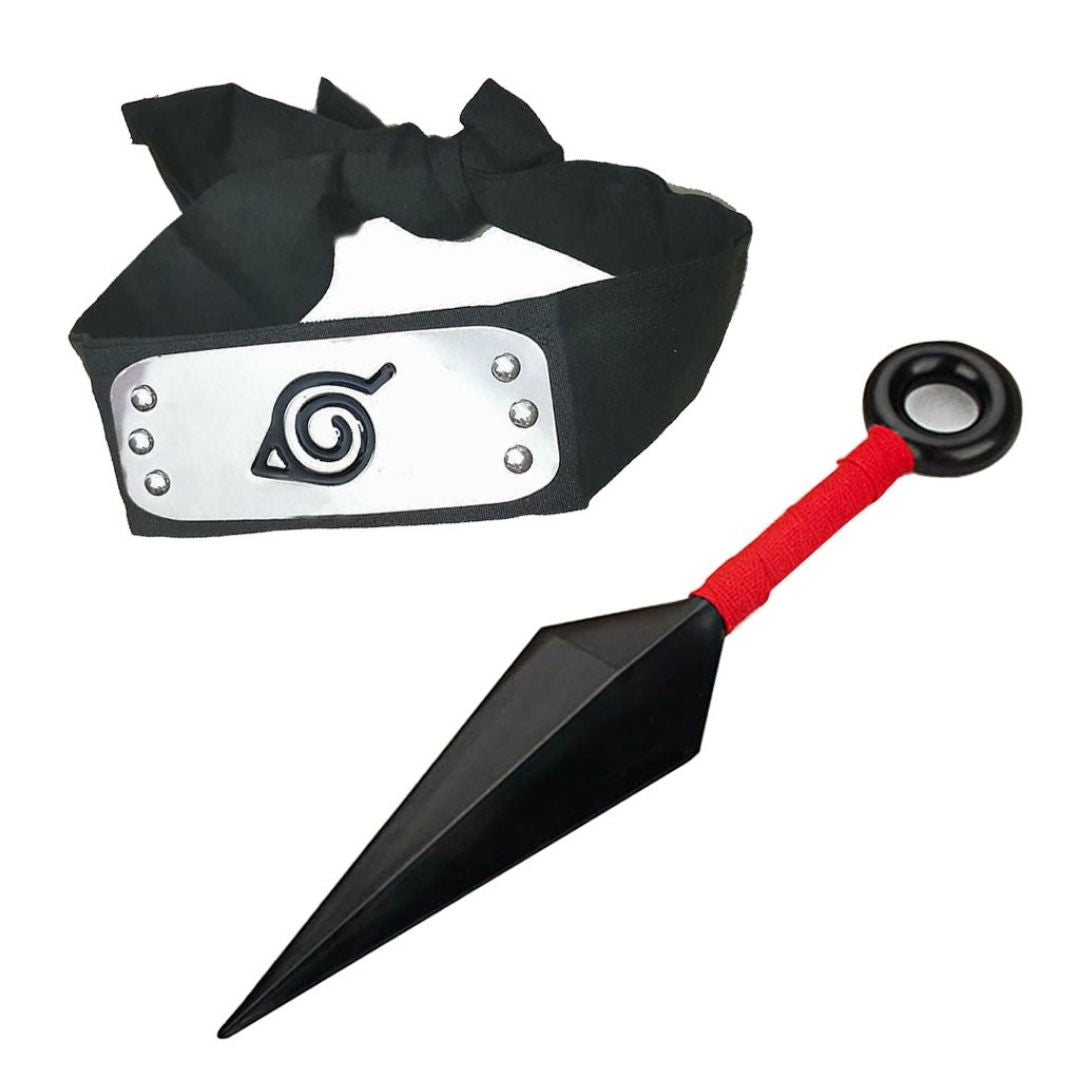 Kunai Knife Toy Weapon and Metal Headband Naruto Anime Set - 2PC