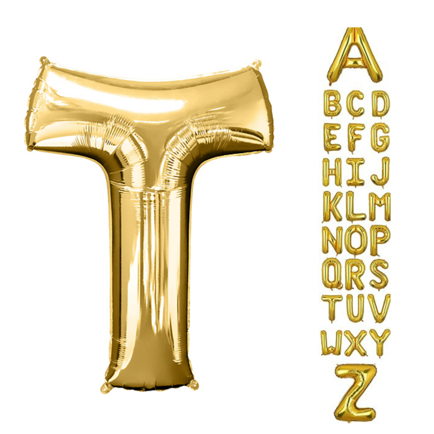 Alphabet T Golden Foil Balloon 40 Inch – Helium & Air Supporte... - Wanna Party - alt view