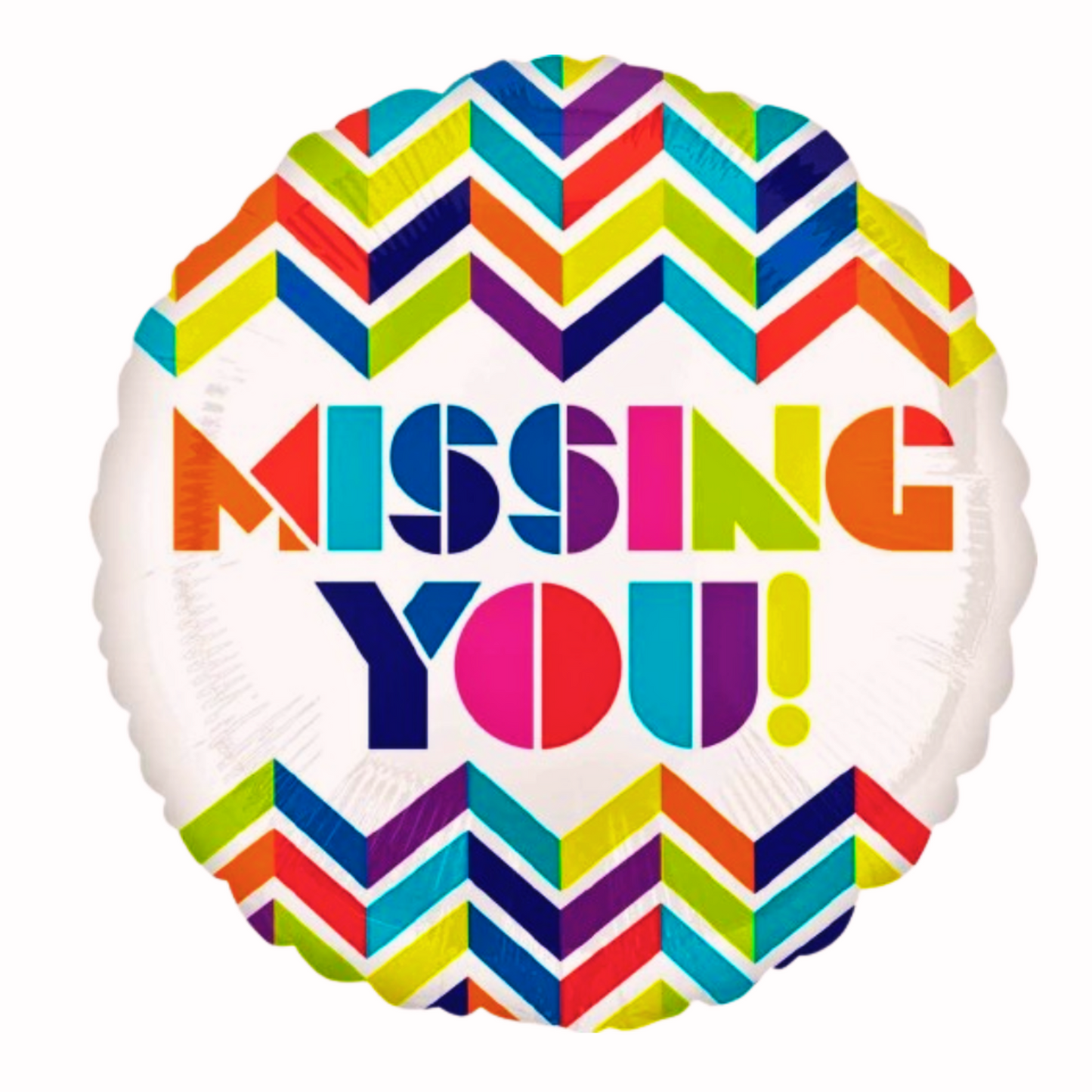 Missing You Chevron Print Balloon - Helium Quality - 18 inches - 40PC