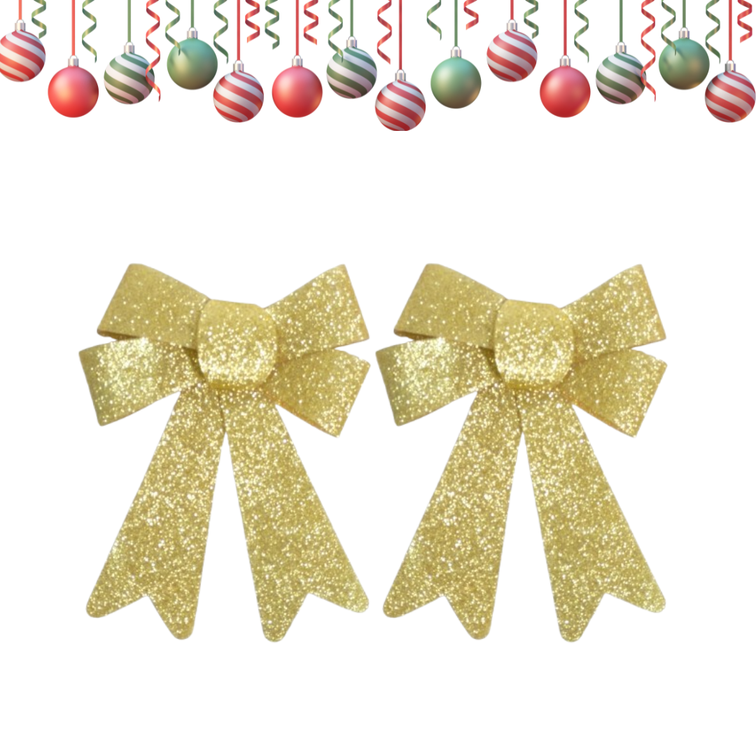 Fancy Christmas Bows Golden 30CM - 2PC