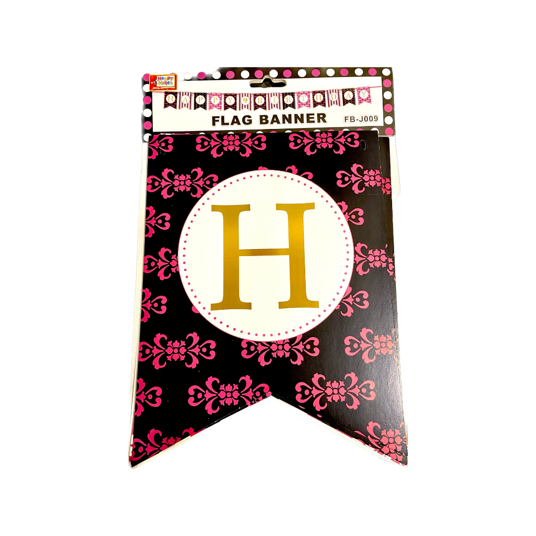 Black & Pink Birthday Banner