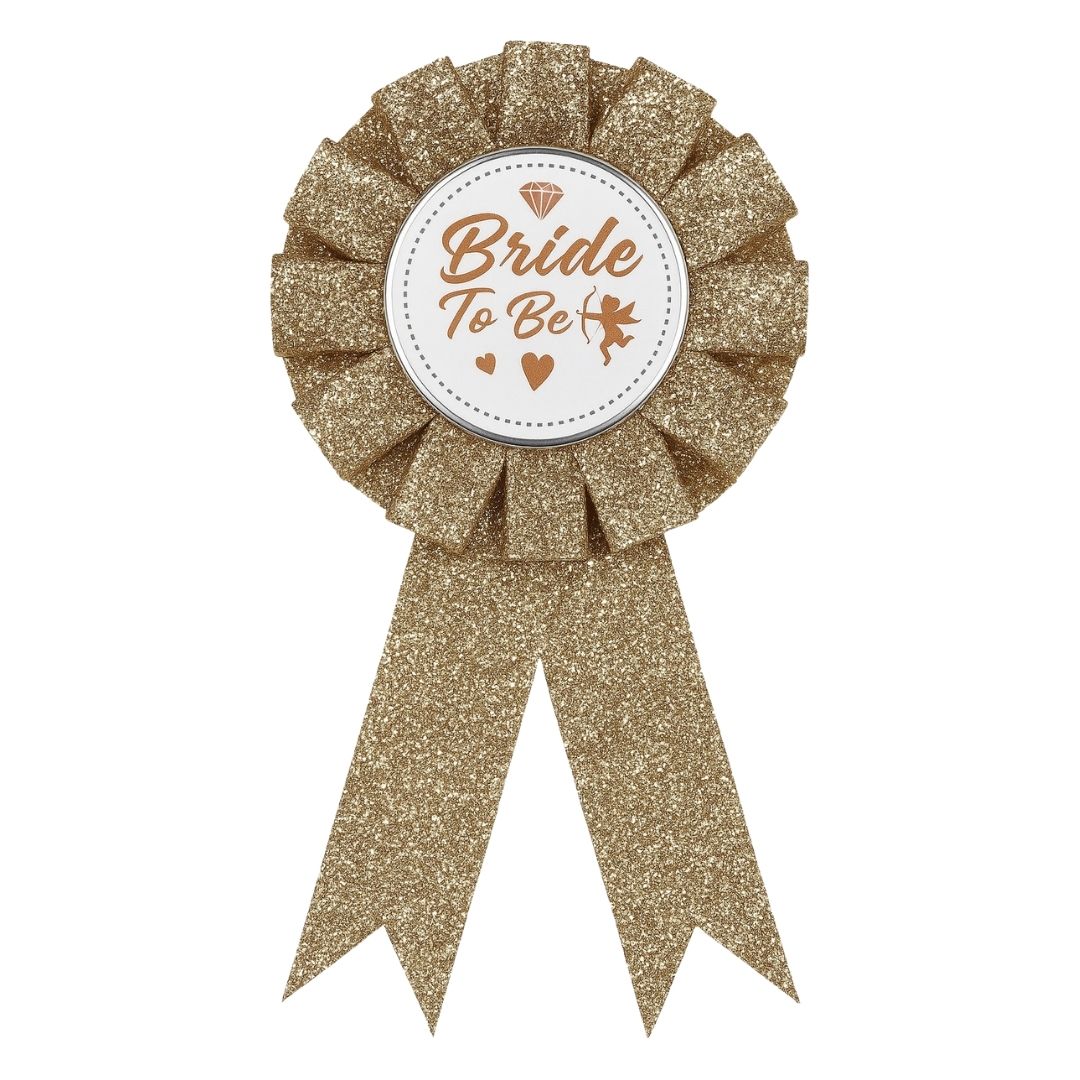 Bride To Be Award Ribbon with Gold Glitter - 1PC