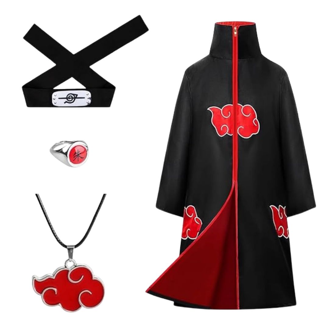 Uchiha Itachi Akatsuki Anime Costume - Medium - Set Of 4PC