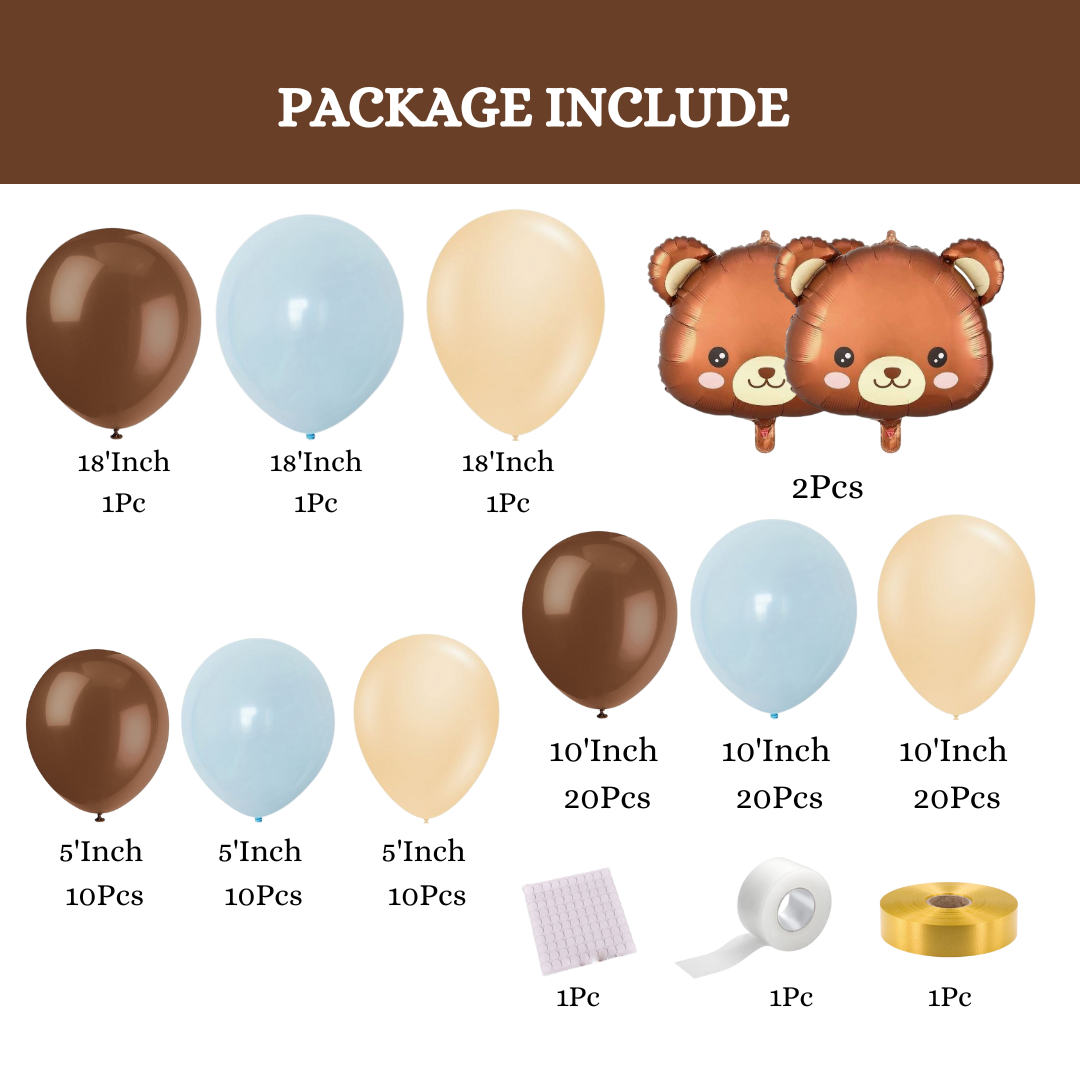 Teddy Bear Brown & Beige Balloon Set - 100PC