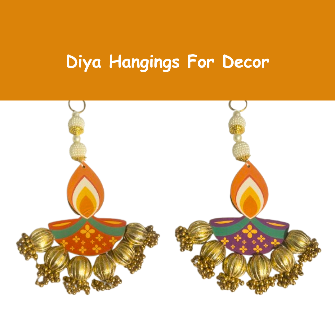 Diya Hangings for Temple Decor, Diwali Decorations - Pack of 2