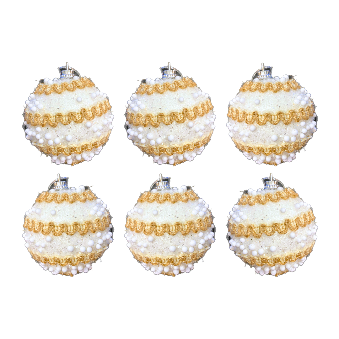 Christmas Tree Ornaments Vintage Snow Balls - Set of 2