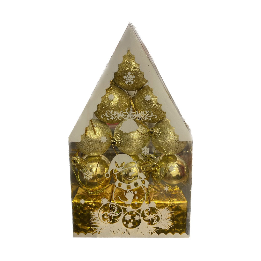 Christmas Tree Ornaments - House of Golden Balls & Gifts - Set of 12 PC