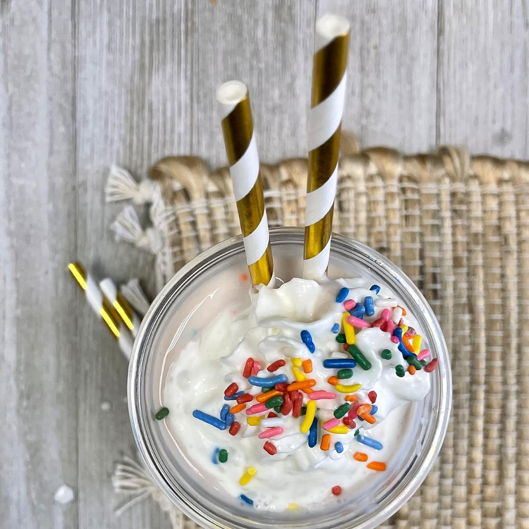 Gold & White Straws - 24PC