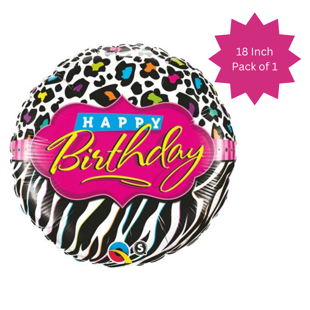 Pink & White Zebra Print Birthday Balloon 18"
