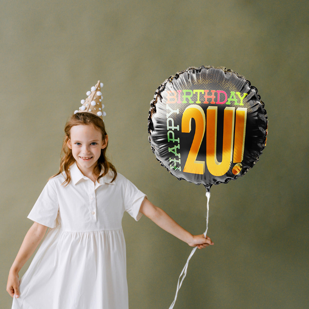 Happy Birthday 2U Foil Balloon - Helium Quality - 18 inches - 1PC