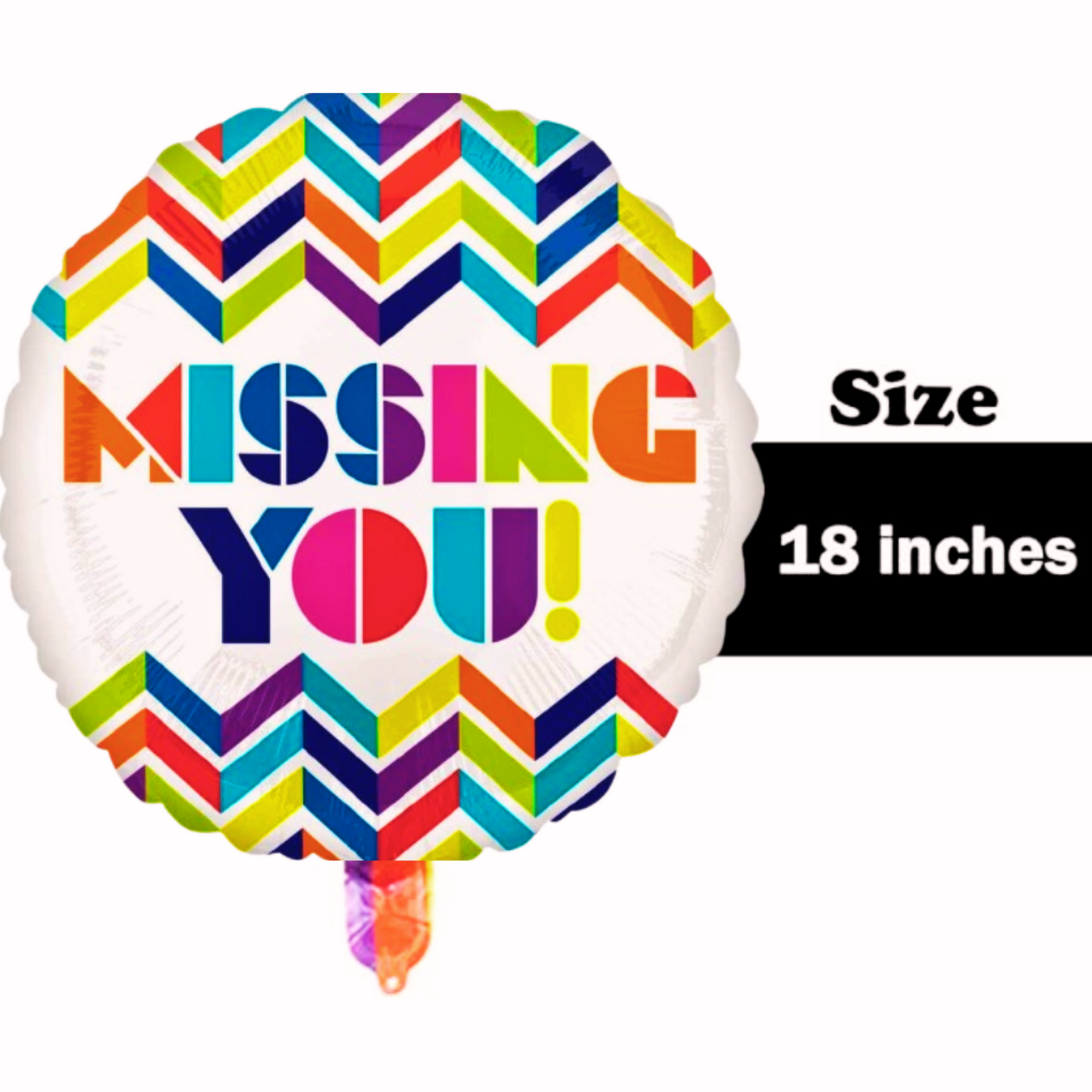 Missing You Chevron Print Balloon - Helium Quality - 18 inches - 40PC