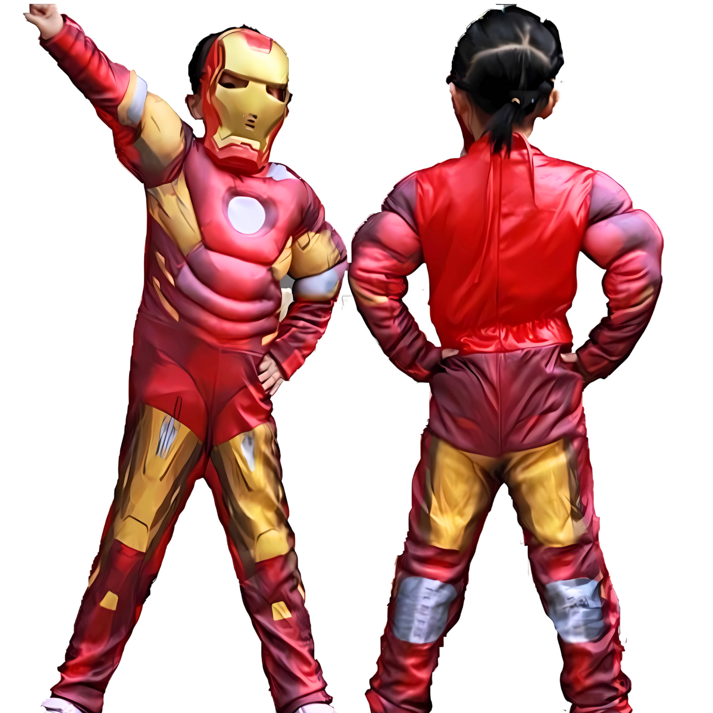 Muscular Iron Man Costume With Mask for Kids Age 7 to 9 - Size XL