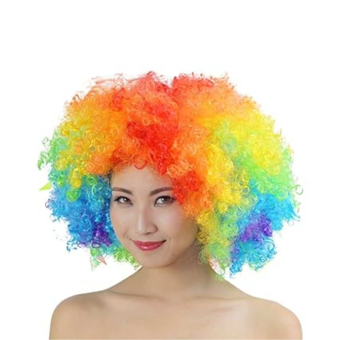 Multi Color Afro Wigs - Premium Curly Afro wigs Clown Joker Malinga Unisex Funky Hair Wig