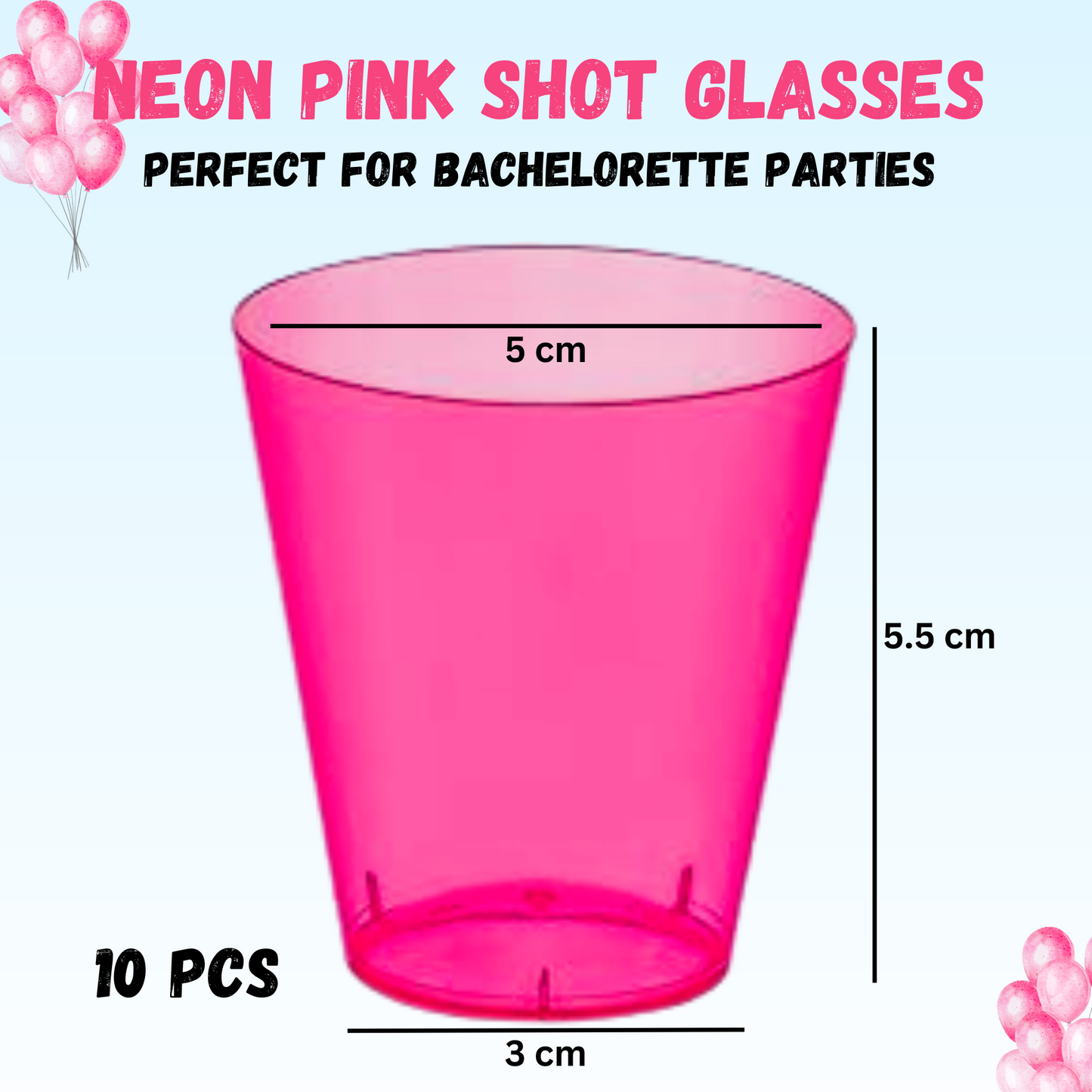 Neon Pink Shot Glasses Party Combo - 10PC
