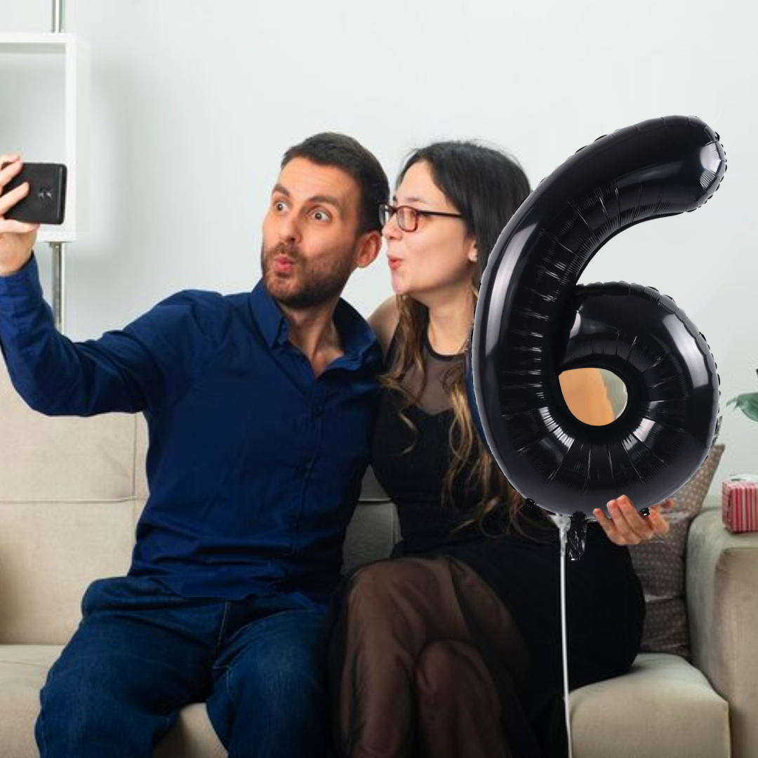 Number 6 Black Foil Balloon - Helium Quality - 26 inches - 1PC