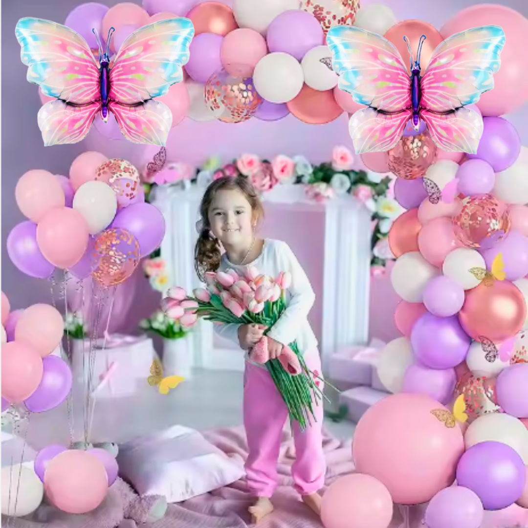 Butterfly Balloons Set Pink & Pruple - 100PC