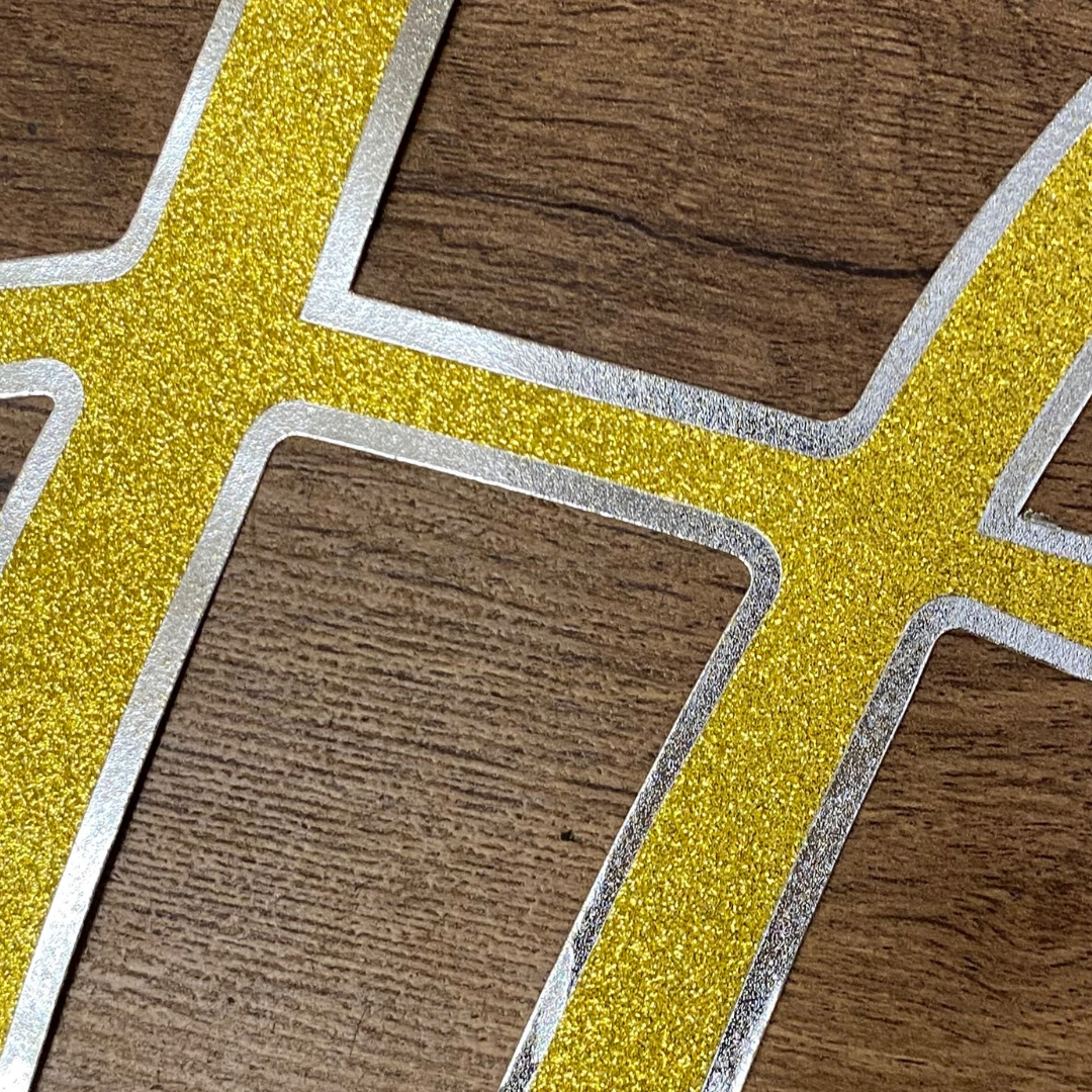 Happy Birthday Cursive Glitter Gold & Silver Banner- 6FT