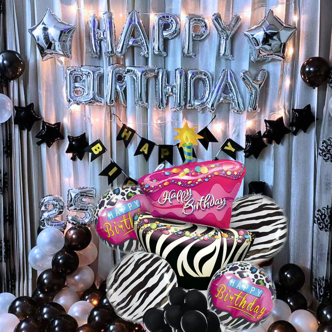 Pink & White Zebra Print Birthday Balloon 18"