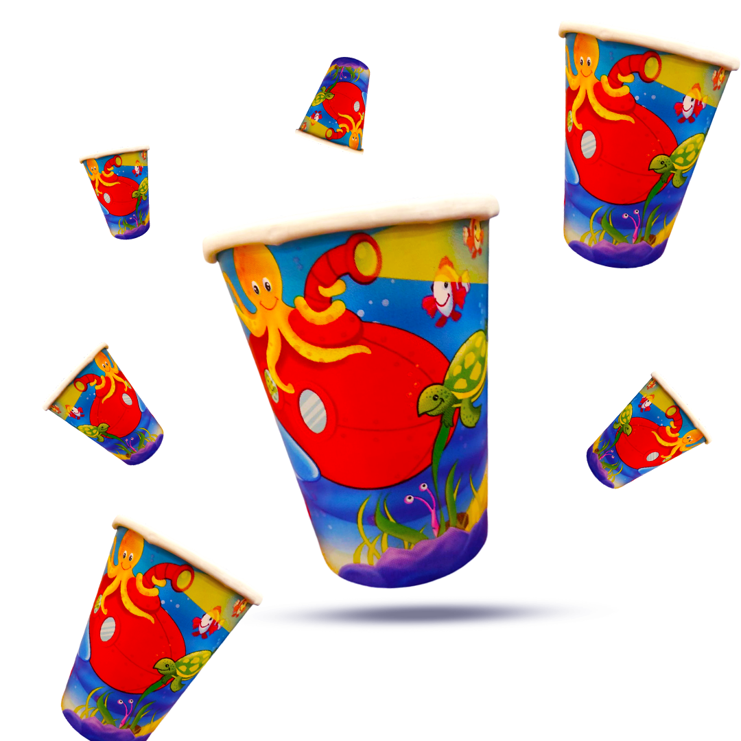 Underwater Theme Party Paper Cups - 270ML - 8PC