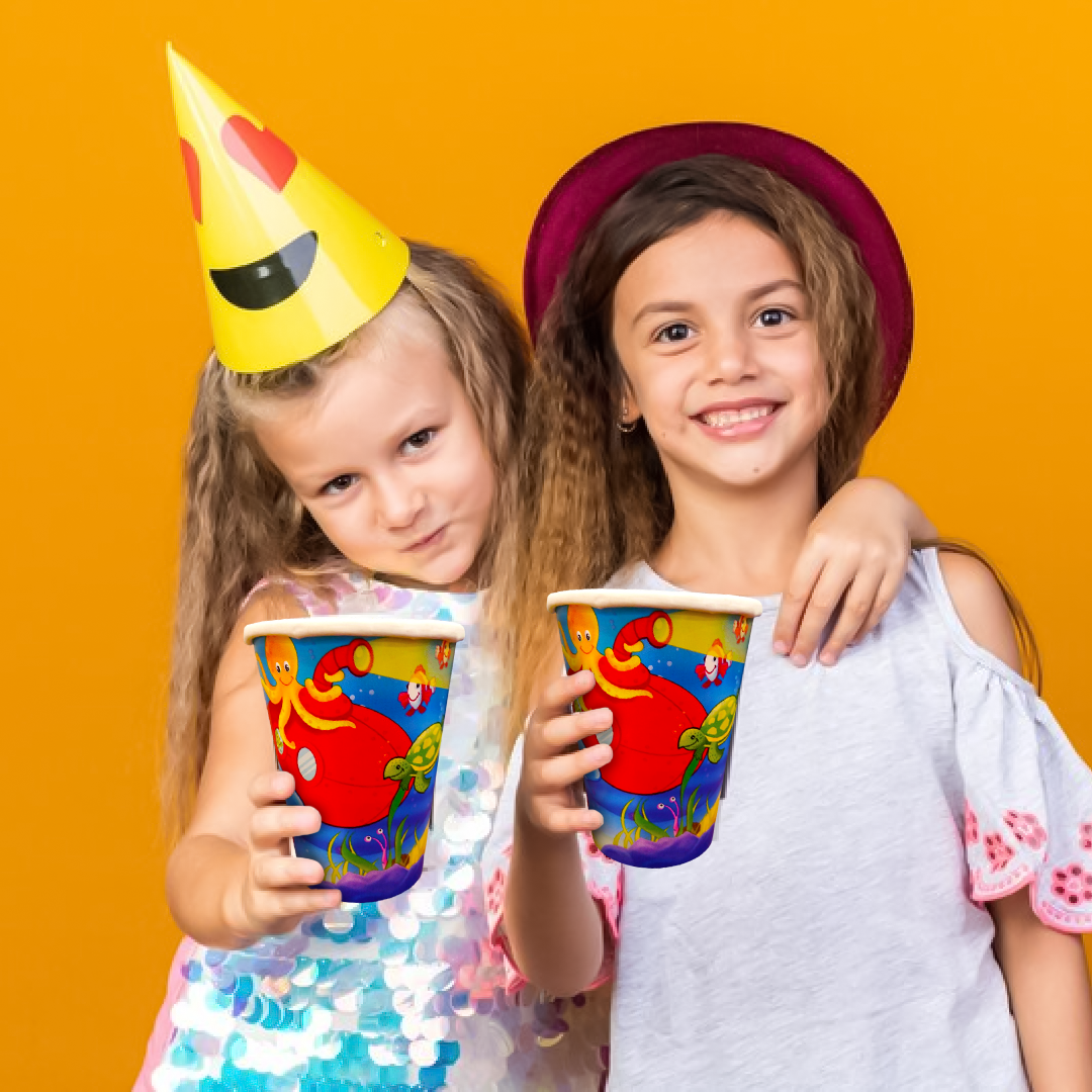 Underwater Theme Party Paper Cups - 270ML - 8PC
