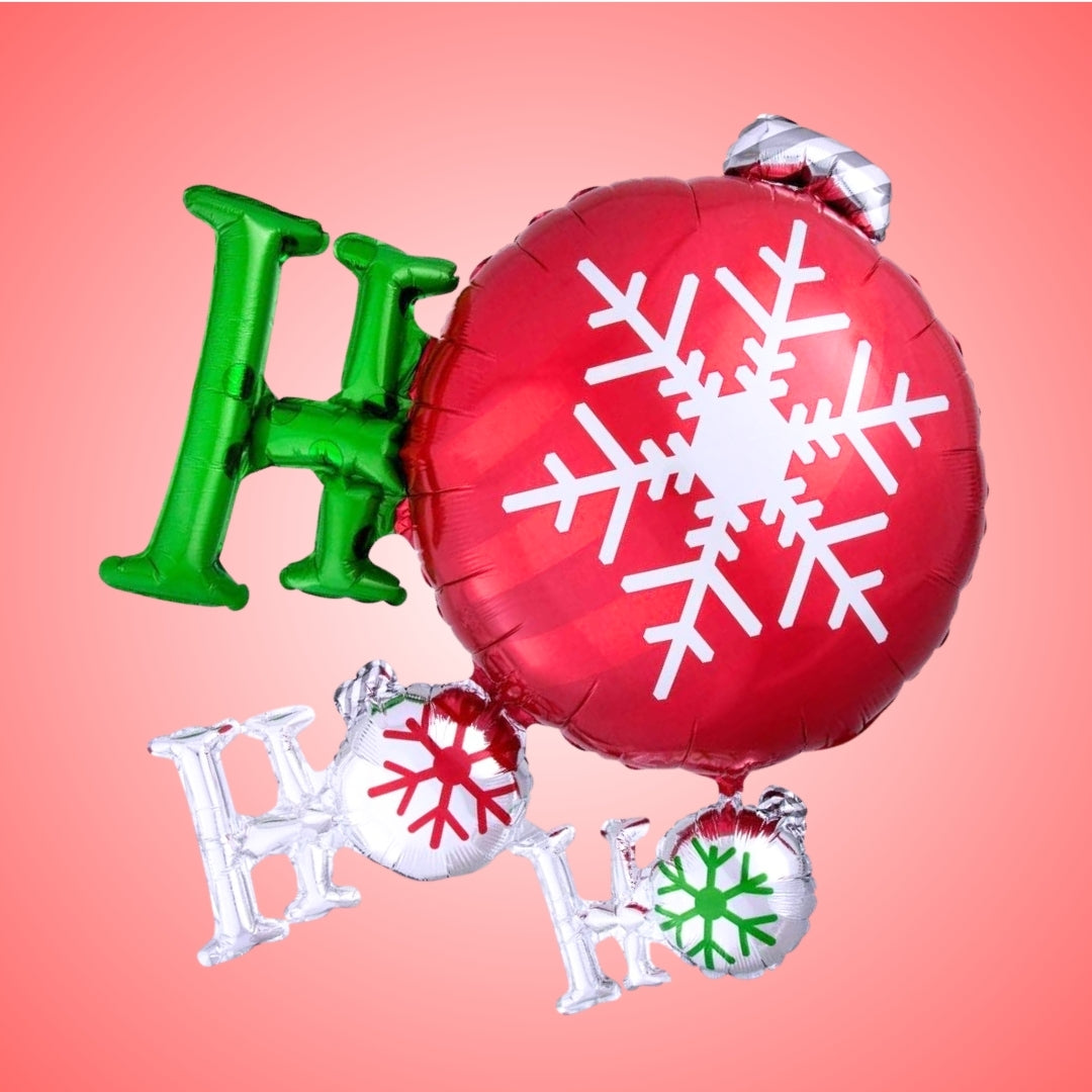 Christmas HO HO HO Metallic Foil Balloon - Air Filled or Helium Quality - 35 inches - 1PC