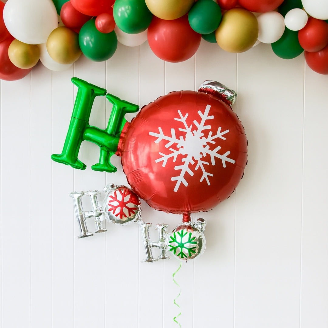 Christmas HO HO HO Metallic Foil Balloon - Air Filled or Helium Quality - 35 inches - 1PC