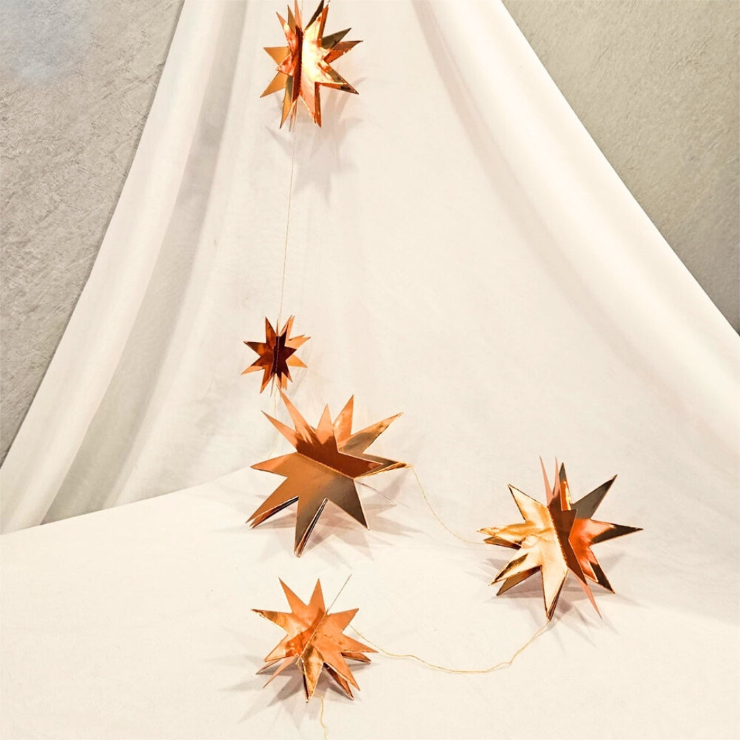 3D Rose Gold Star Shaped Hanging Decor - 8FT - 1PC