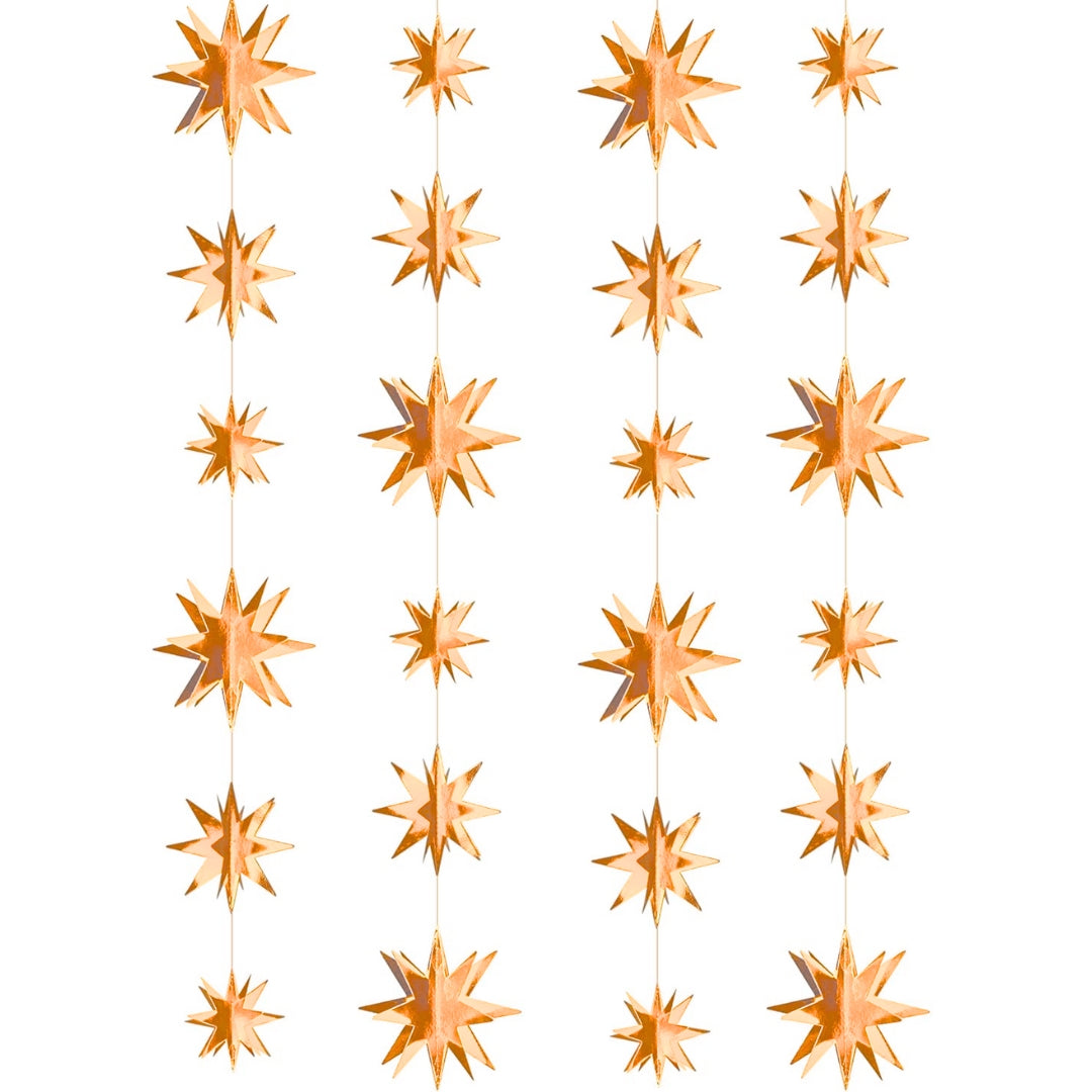3D Rose Gold Star Shaped Hanging Decor - 8FT - 1PC