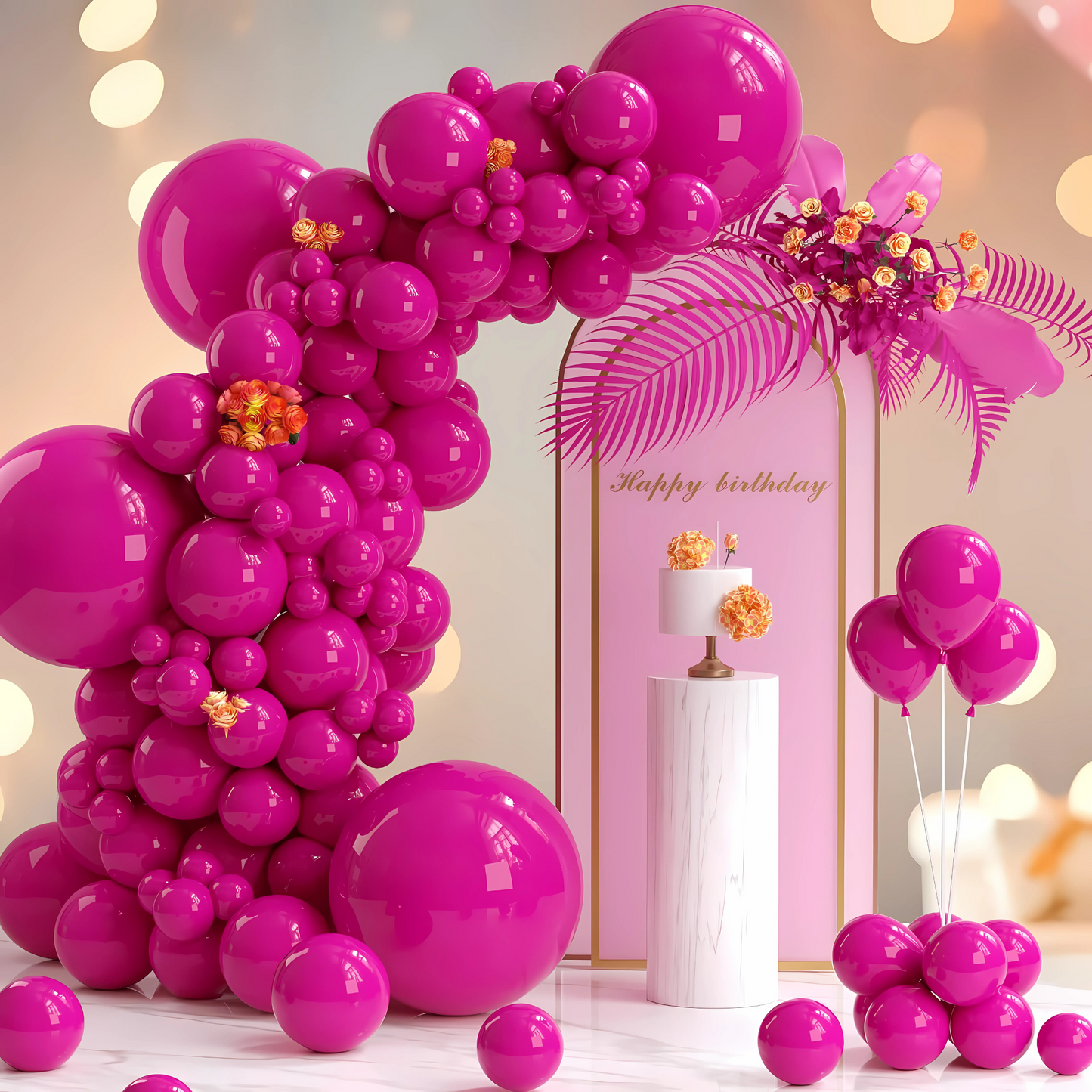 Hot Pink Latex / Rubber Balloons - 9 inches - Bulk Pack - 50PC