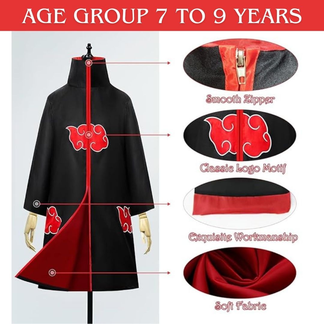 Uchiha Itachi Akatsuki Anime Costume - Medium - Set Of 4PC