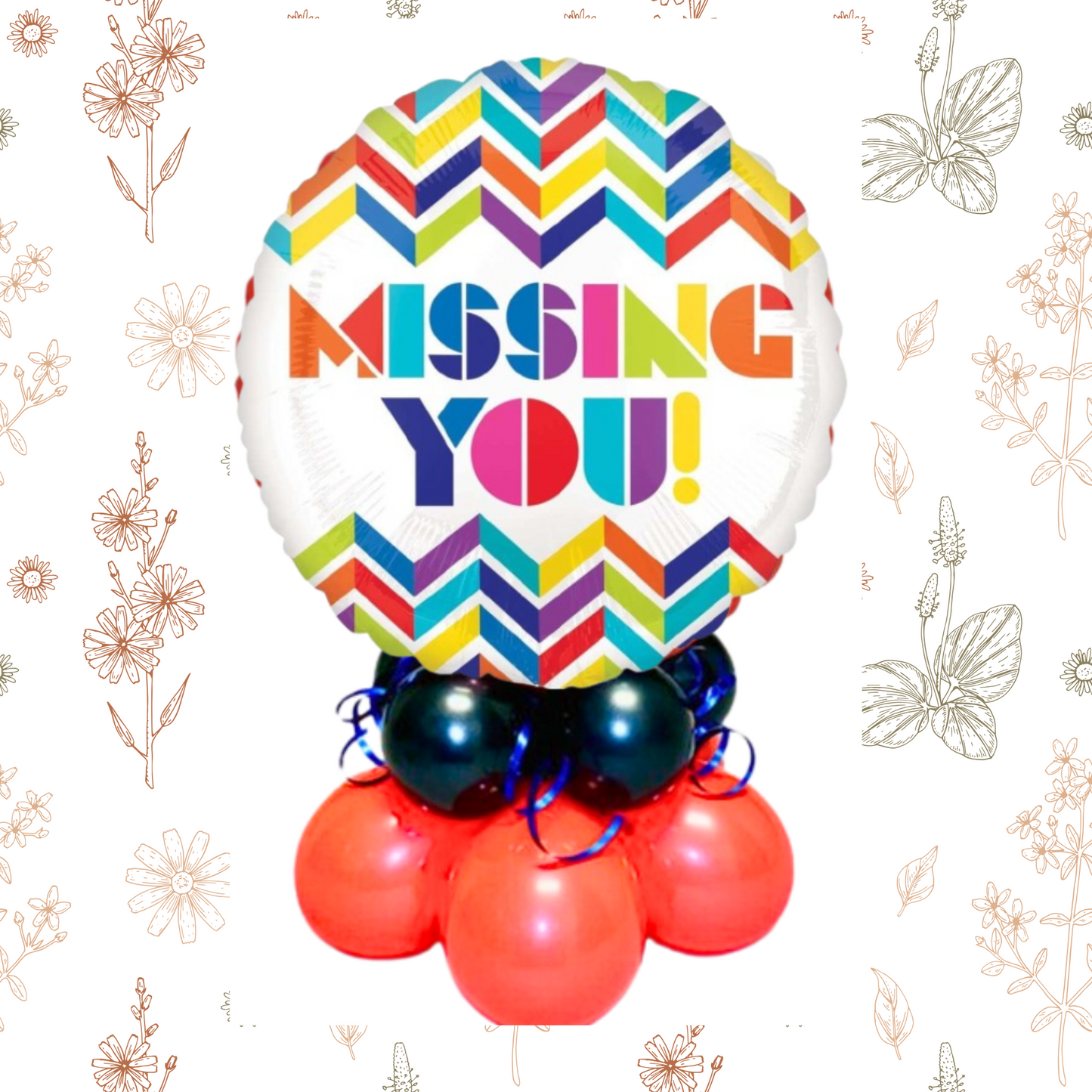 Missing You Chevron Print Balloon - Helium Quality - 18 inches - 40PC