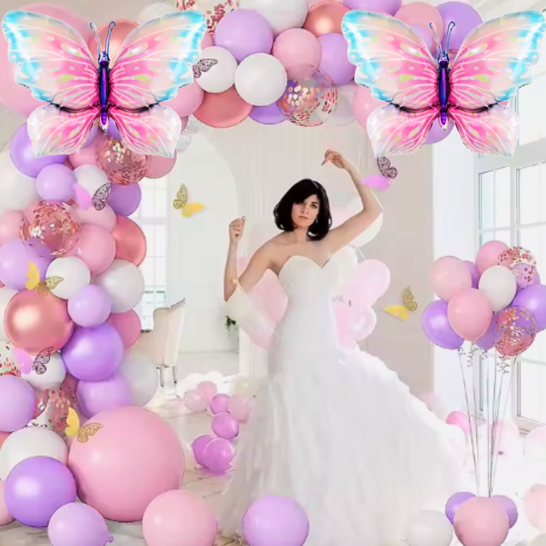 Butterfly Balloons Set Pink & Pruple - 100PC