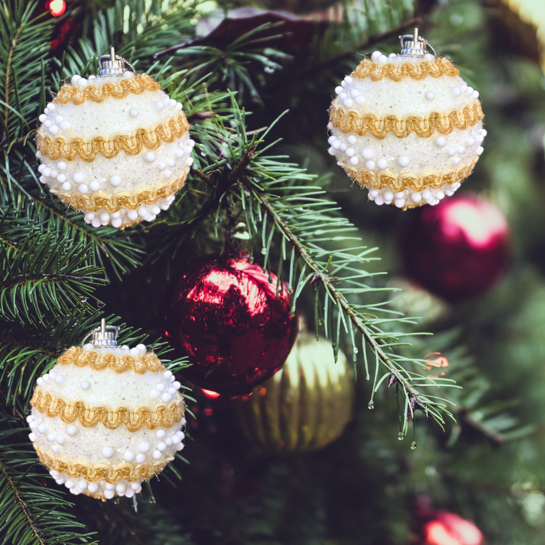 Christmas Tree Ornaments Vintage Snow Balls - Set of 2