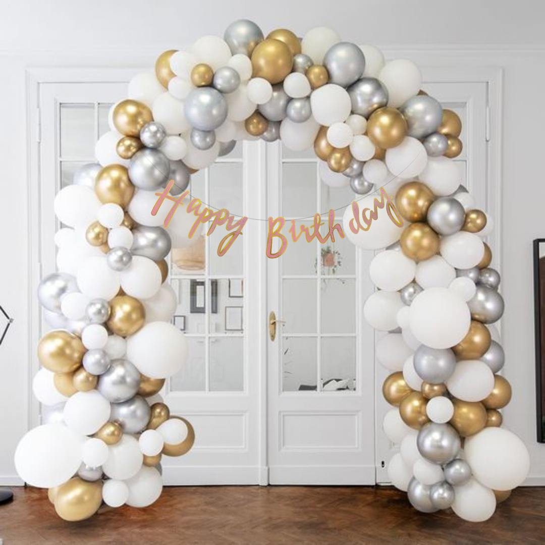 Happy Birthday Cursive Glitter Pink & Gold Banner -6 FT